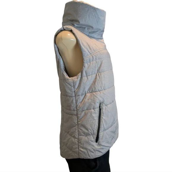 Zella Gray Asymmetrical Zip Funnel Neck PrimaLoft Puffer Vest Women's Medium - Picture 16 of 17